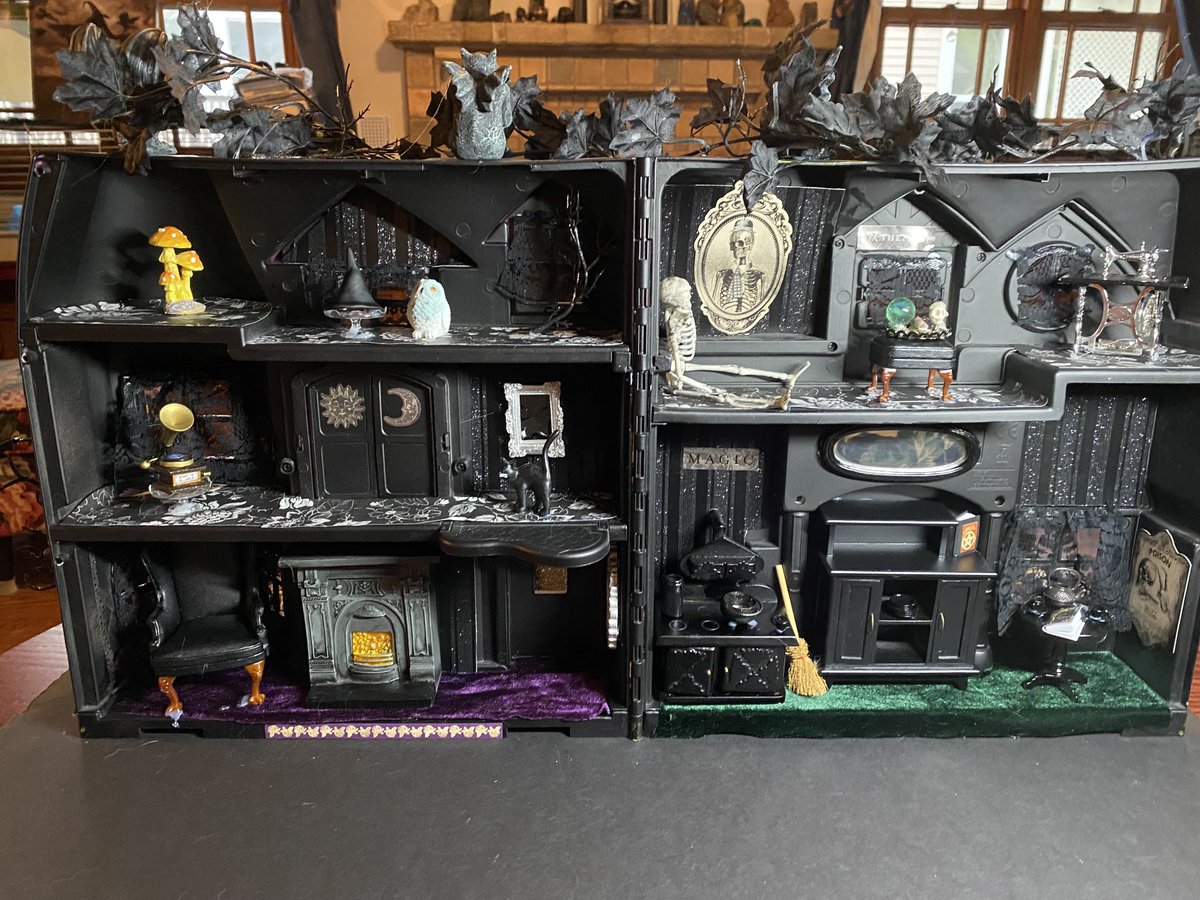 corgimom68's tweet photo. It started as a used pink dollhouse I got free. Pretty excited about how it came out! ⁦⁦@KatWebheart⁩ your spiders could live here…😉 https://t.co/yhpG2SR35h