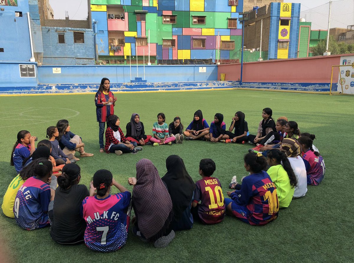 WinOrganization's tweet photo. Lyari Kicks is now underway. Its a 1month football fellowship for  girls to promote peace, empowerment, &amp; gender equality.We want to give girls a sense of empowerment so that when they kick the ball, they are also breaking down barriers to social justice, education, and equality. https://t.co/iIZOaNhsDi