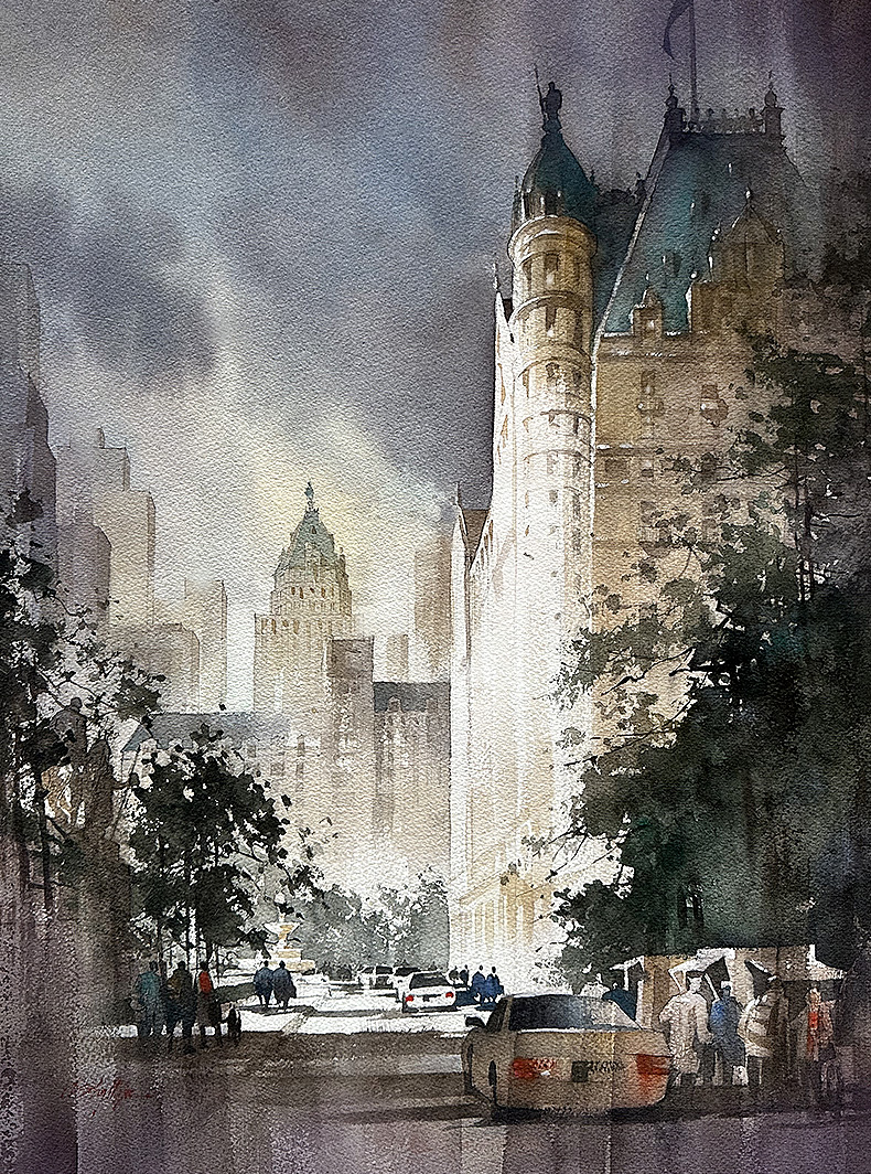 Morning - The Plaza #pleinair #painting #watercolor #art #architecture #plazahotel