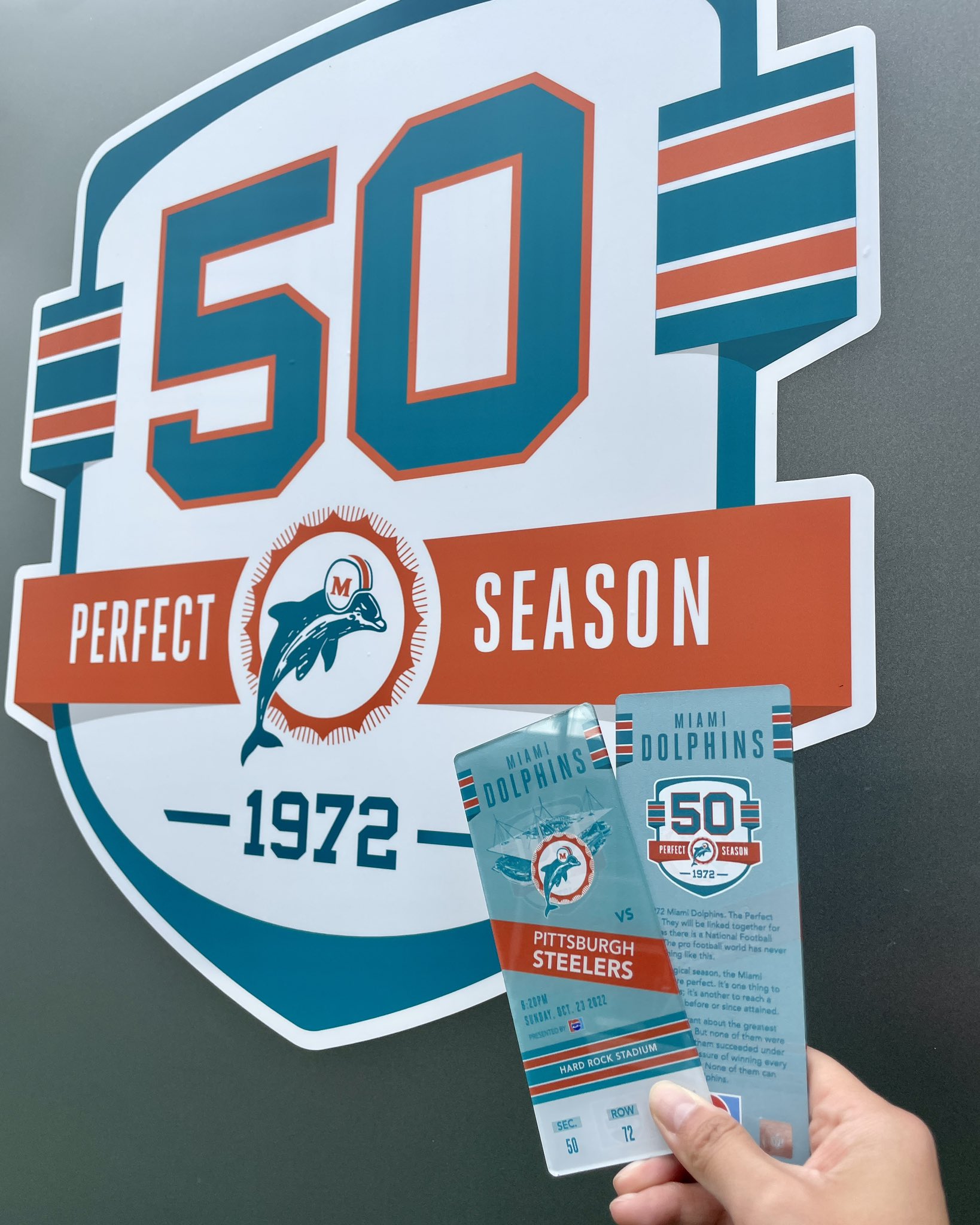 Hard Rock Stadium on X: 'Today's special @MiamiDolphins giveaway to  celebrate 50 years of the Perfect Season! 