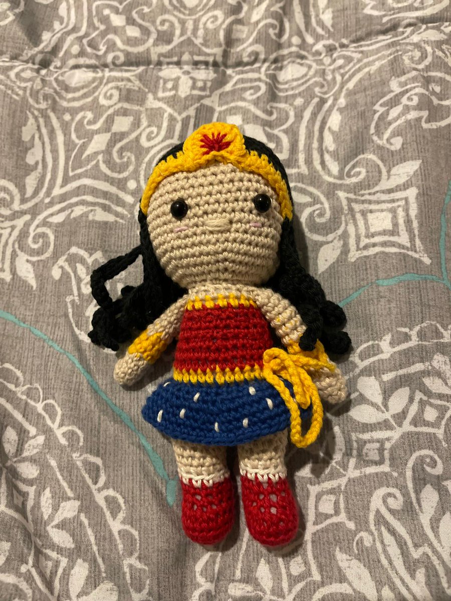 Has anyone seen Diana? She was last seen in Hoxton Saturday night. She's about 12cm tall, knitted and wearing her fave wonder woman outfit. Please RT and share! #Hoxton #missing #Diana #wonderwoman