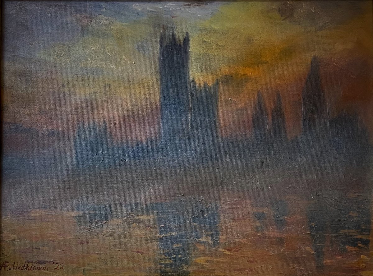 Mathieson_Art's tweet photo. Westminster at Sunrise

Oil on canvas
Size 16" x 12"

Painted in the style of Claude Monet's wonderful series on the same theme; the view of Westminster across the Thames from St Thomas' hospital. https://t.co/DBSEc2xqip