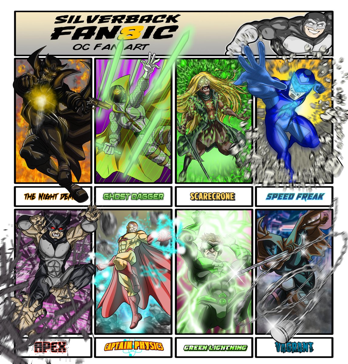 Silverbackcomic's tweet photo. another month down, another Fan8ic lineup complete!
Fan8ic is my monthly fan-art challenge, wherein I draw the OC's of other creators. for more info on the characters and creators involved, check out the post on instagram at -
https://t.co/Isr1OUeBF8 https://t.co/BaosO01dsr