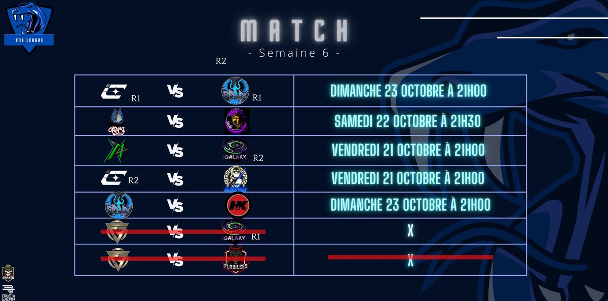 Ce soir 2 matchs au RDV !

@ClyverEsport 🆚 @FENNIXesport 1
21h
Cast: <a href="/Im_ALEXZJE/">Alexzjinho 🇪🇦🇲🇫🇵🇸</a>
twitch.tv/im_alexzje

@FENNIXesport 2 🆚 <a href="/Hak3Off/">𝗛𝝠𝗞𝟯 Officiel</a>
21h
Cast: <a href="/0_tyraty_0/">tyraty</a>
twitch.tv/tyraty

Bonne chance a tous !