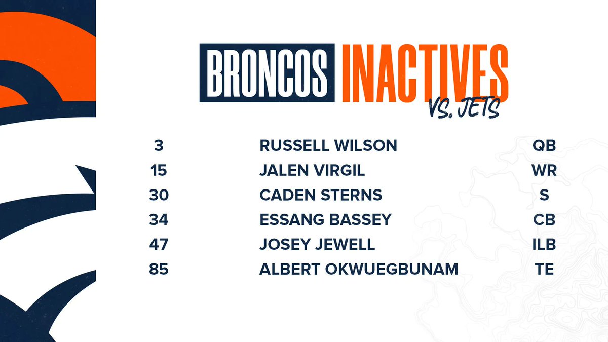 👀 our inactives for #NYJvsDEN.

📰 » bit.ly/3DjLJqP
