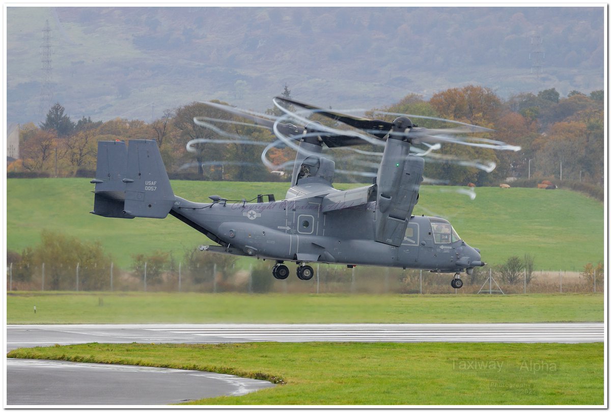Glapics's tweet photo. United States Airforce| 11-0057 | Boeing/Bell | |CV-22B Osprey | D1036 |Glasgow International | EGPF | GLA | 23-10-22 | 352nd SOW,7th SOS,Knife 81 #USAF #352ndsow #7thsos #rafmildenhall #Boeing #CV22 #cv22b #osprey #specialops #glasgowairport #military #usaf #tiltrotors #knife81 https://t.co/K7ITKh50qX