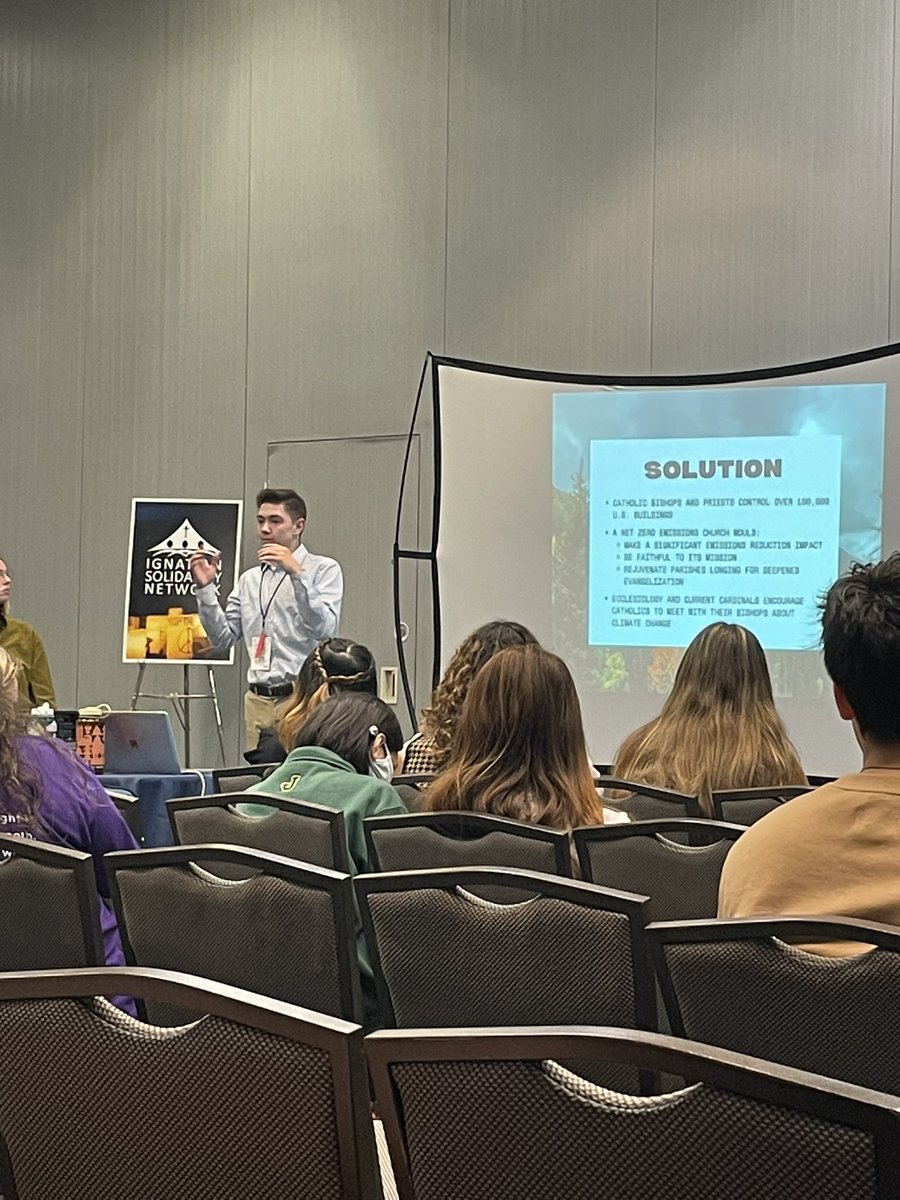 MikeatACE's tweet photo. Check-out this @ACEatND grad and soon-to-be grad at #IFTJ! Katie Ward promoting social justice ed. in classrooms and @Creighton senior Henry Glynn presenting on the @CatholicClimate Covenant #SeeWhereACETakesYou #IMDG https://t.co/7VJVWwCXrQ