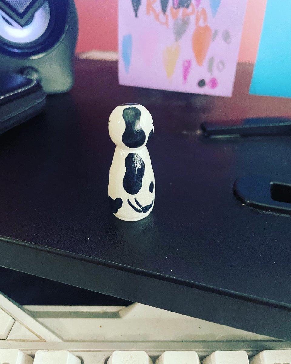 iamsterp's tweet photo. Just finished this commission cow print peg doll. I can paint any character or animal. Great Christmas gifts too. DM if interested in commissioning one. https://t.co/tbIJUcfBem
