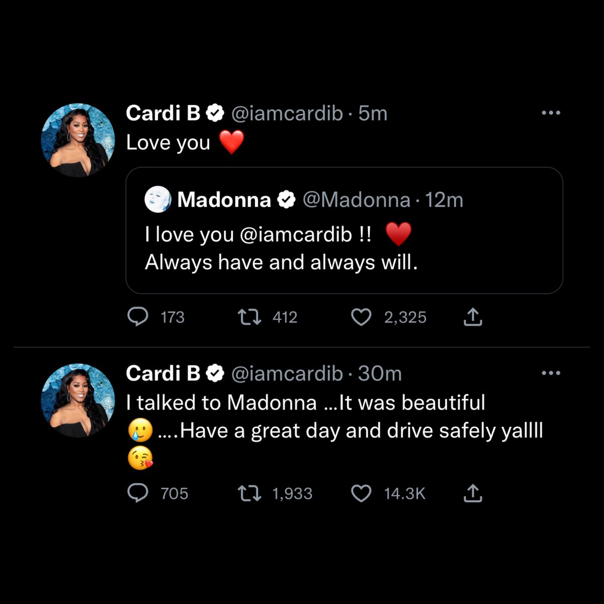 What we love to see ❤️ <a href="/iamcardib/">Cardi B</a> <a href="/Madonna/">Madonna</a>