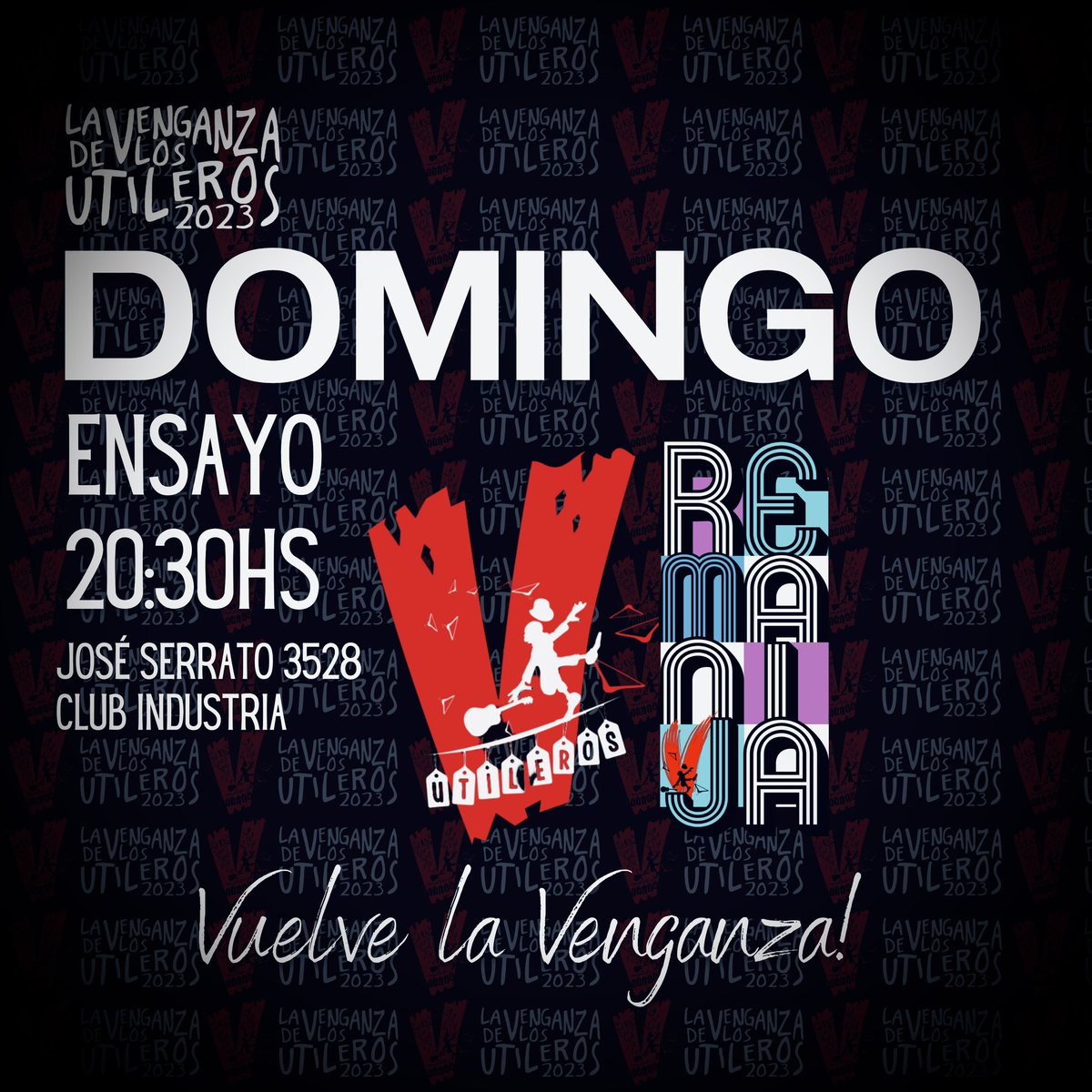HOY! 
Ensaya La Venganza
 
⏰21hs
📍José Serrato 3528 - CLUB INDUSTRIA 

#LaVenganzaDeLosUtileros #LaVenganza #ReManija  #LVDLU #LosUtileros #Murga #Carnaval #Carnaval2023 #QueCosaLindaLaManija