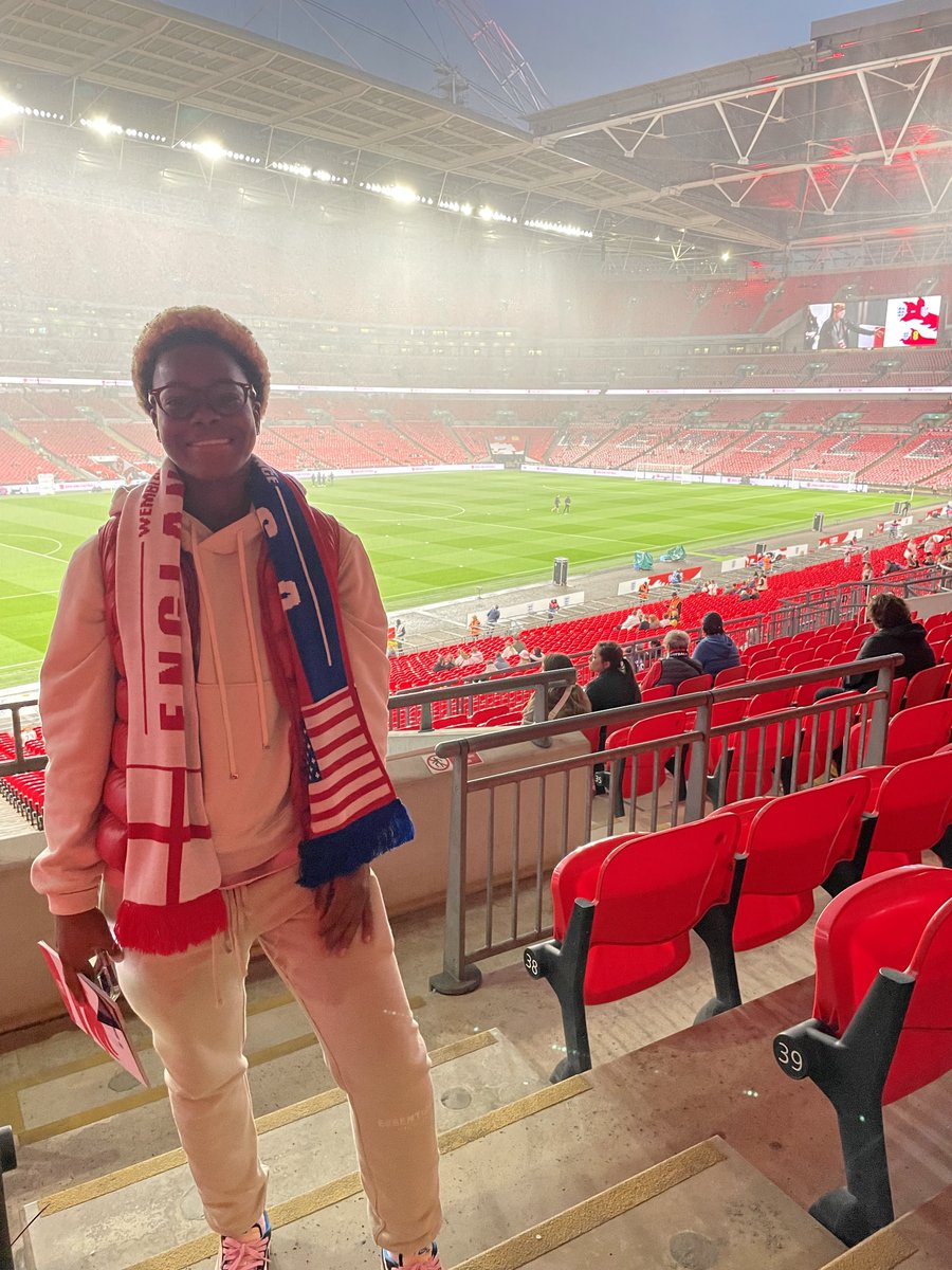 Fatimah Lapin, one of our Soccer and Study student athletes at the recent England vs USA Womens International. Great game, great atmosphere - World Cup 2023 - can't wait👍