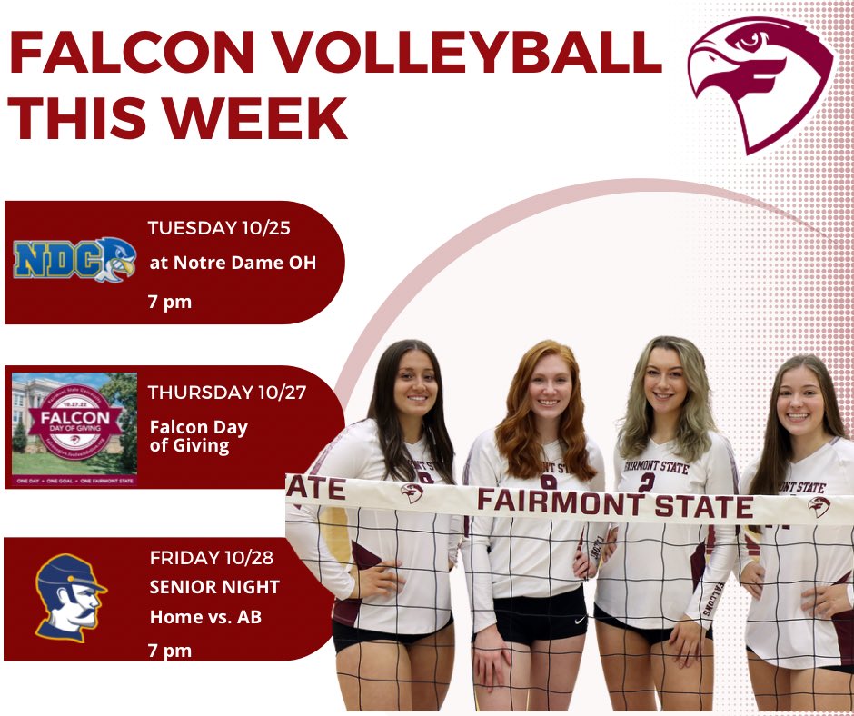 Fairmont State Volleyball on Twitter "It’s another full week on tap
