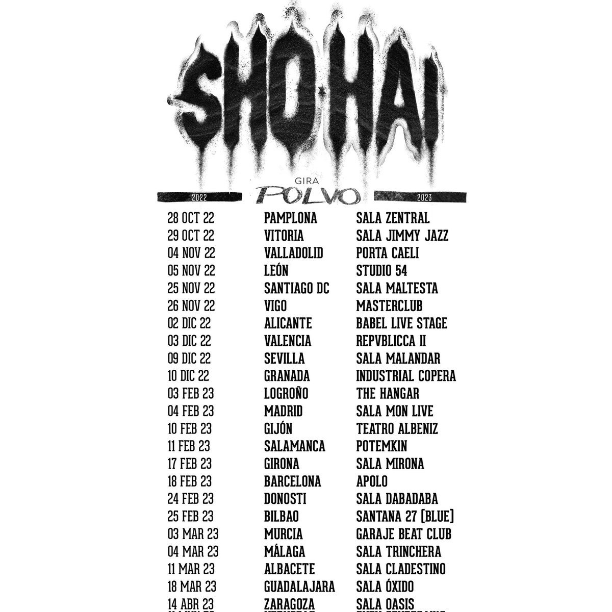 ShoHai_Real's tweet photo. Empezamos gira en unos días.
Entradas aquí:
https://t.co/2U6Q2rA0yW
#Polvo
Paz y amor con hielo.
🤟🏽🍾🍺🍷 https://t.co/AHJeLlrwbj