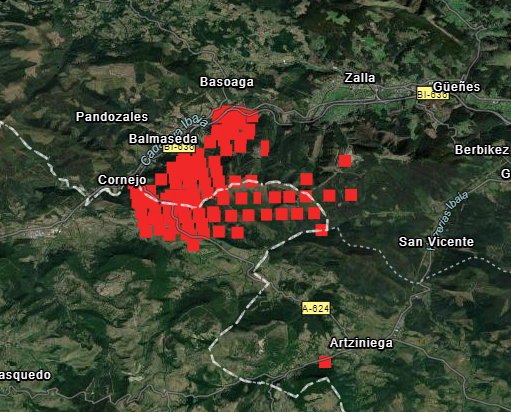El_Batefuegos's tweet photo. [20.30h 23/10/22] 
#IFBalmaseda #Vizcaya 
#IFValleDeMena #Burgos
ACTIVO. Nivel 2

Puntos calientes identificados por #FIRMS.

Se encuentra evacuado el pueblo de #Bortedo en Burgos y edificaciones aisladas en #Balmaseda en Vizcaya.

Se mantiene el corte de la CL-620 Km 2-3.

#IIFF https://t.co/Z74Ety9z2J