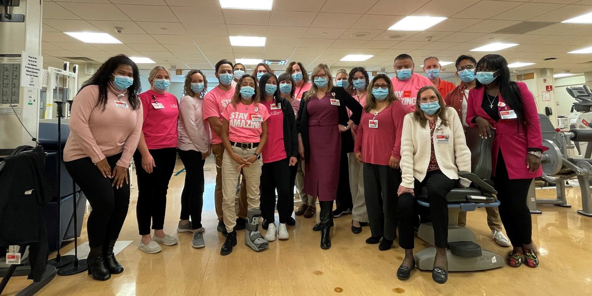 #NYPHudsonValley’s physical and occupational therapists play an important role in the recovery of our #BreastCancer patients. 💪💓 Today, they #WearPink to honor those patients’ drive to keep moving forward.