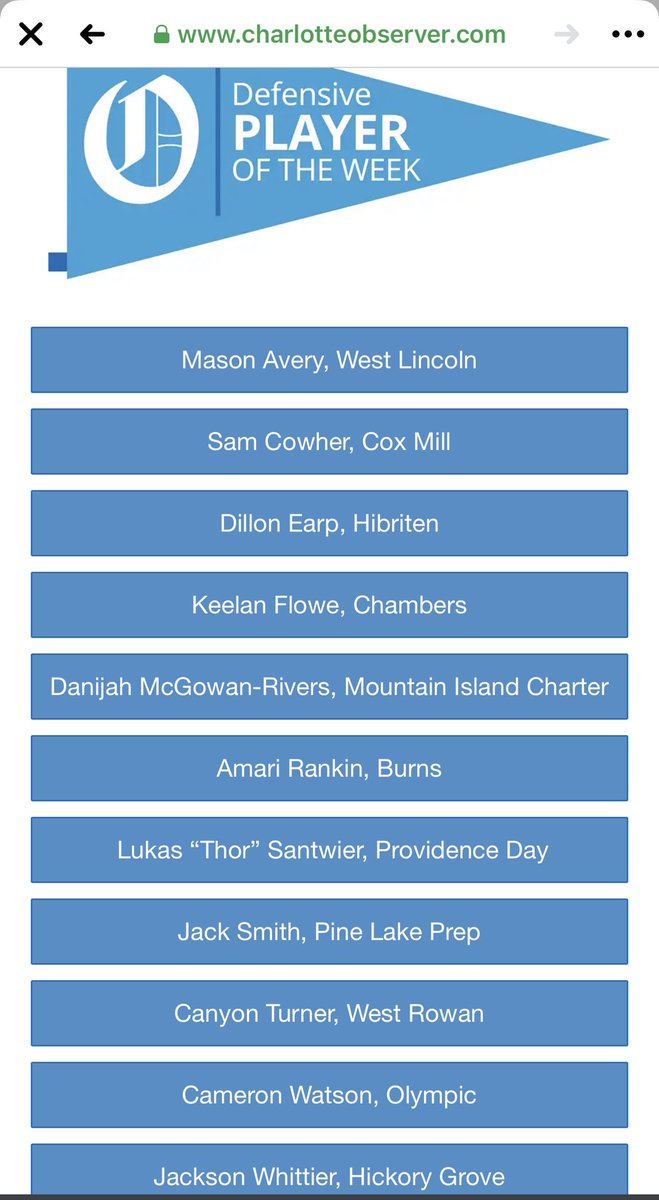 Proud Dad moment - in the last 2 days @SantwierLukas was selected to the <a href="/ProvidenceDay/">Providence Day</a> chapter of the National Honors Society @nhs_njhs &amp; nominated by <a href="/charlottepreps/">Observer Preps</a> for Charlotte Observer HS Defensive Player of the Week. Vote “Thor” here: charlotteobserver.com/sports/high-sc… #HardWorkWorks