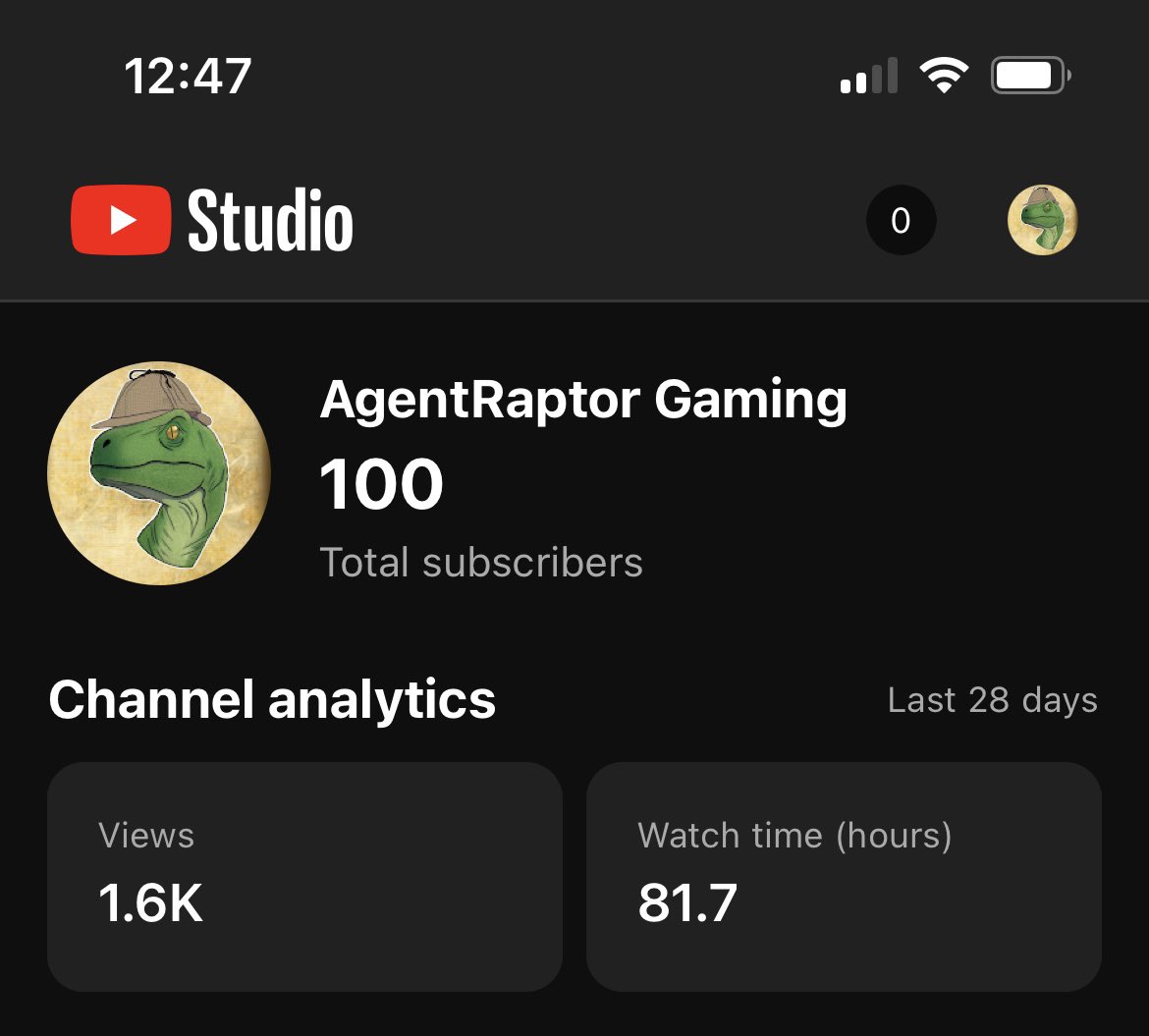 AgentRaptorGame's tweet photo. We did it everyone.  First 100 Subs on the channel!  Thanks for all the love and support!  https://t.co/8shRFpv7du. #youtube #gamer #gaming https://t.co/bPR8kwB29L
