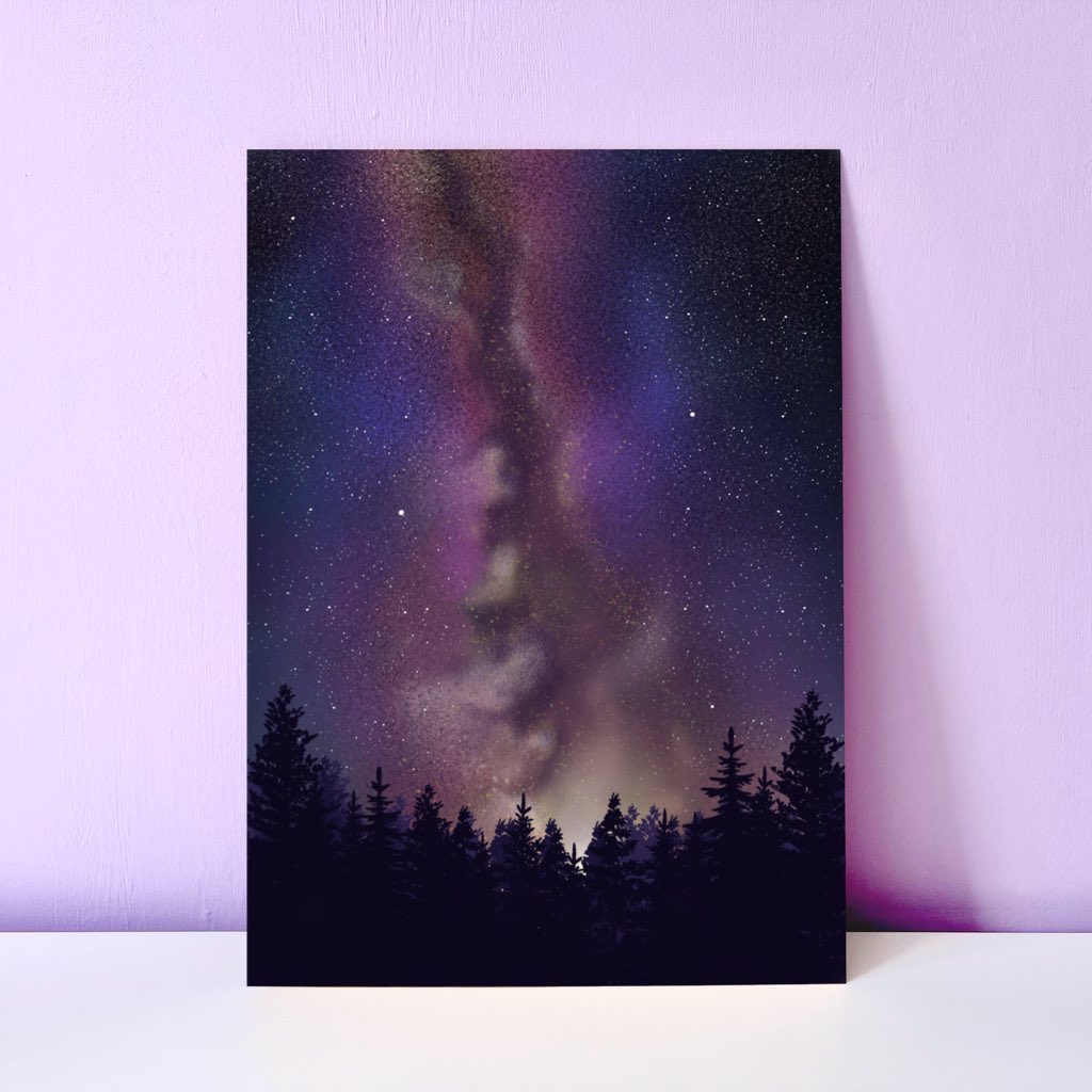 A4 Milky Way Forest Scene Print  💙💜💛 #handmadehour #milkyway #nature #handmade #homedecor #giftideas #etsyuk #etyshop #uksmallbiz #shopindie etsy.me/3z7dOjs