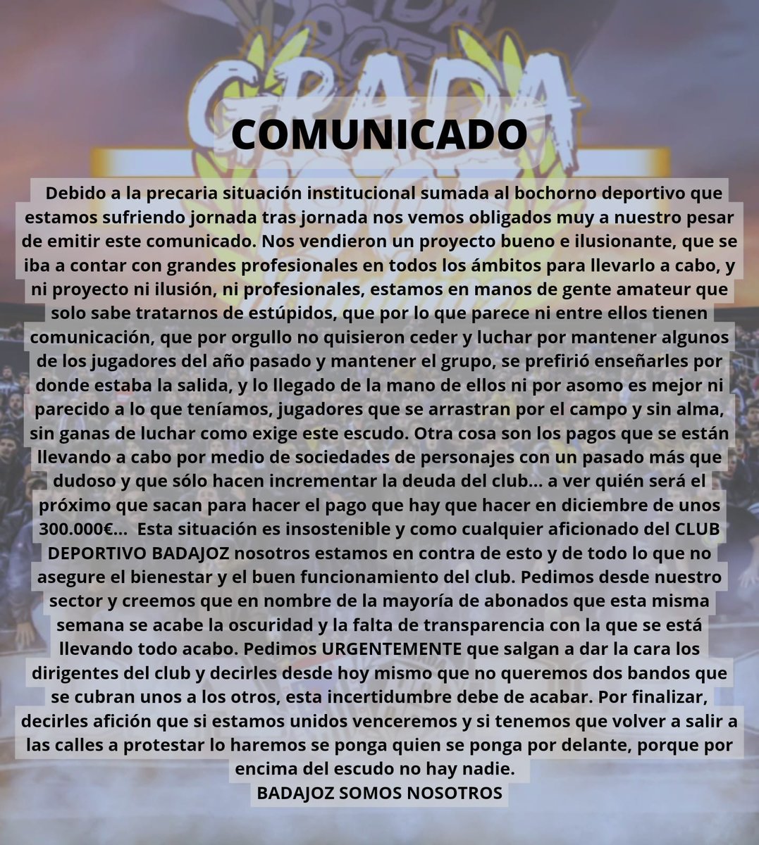 🚨  | COMUNICADO GRADA 1905 |