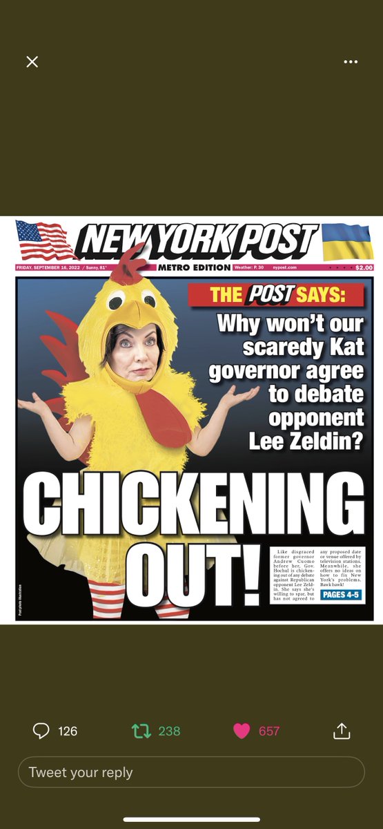 MagaMalinois's tweet photo. @GovKathyHochul @NYCMayor Look at that, 2 weeks before the election you’re going to now try and fix things that needed fixing all along? #ScaredyKat we don’t want you. You owe New Yorkers debates against #Zeldin and you won’t even do that. #ShuffleOffToBuffalo https://t.co/DLVME6VauS