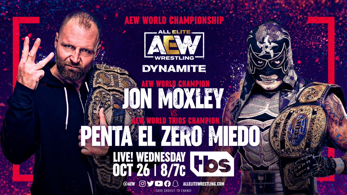 This is going to be fire 🔥 

Cannot wait for this one!
#AEW #AEWDynamite #JonMoxley #PentaElZeroMiedo