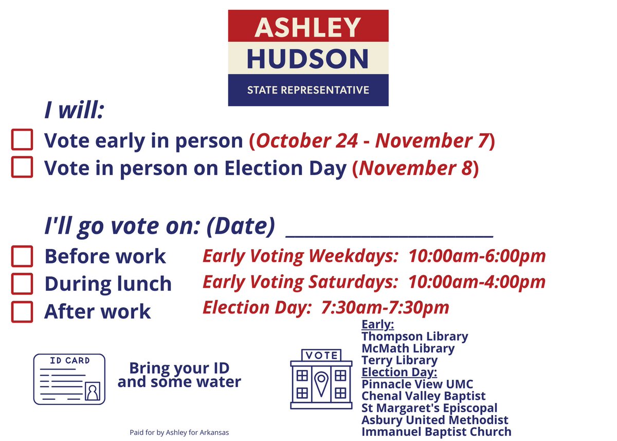Hey, West Little Rock! Early voting begins TOMORROW and runs until Nov 7. What's your vote plan?