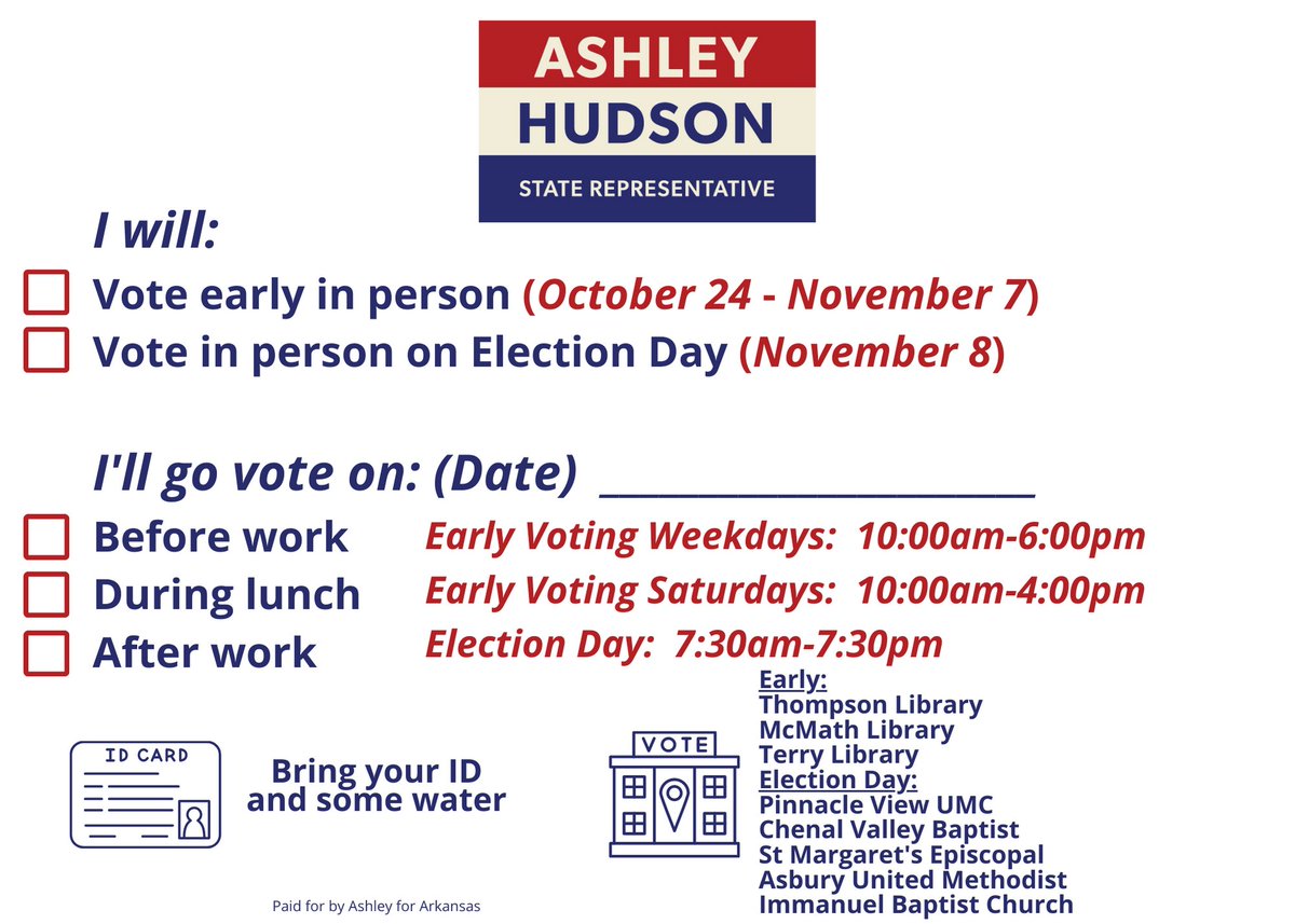 Hey, West Little Rock!

Early voting begins TOMORROW and runs until Nov 7.

What's your vote plan?