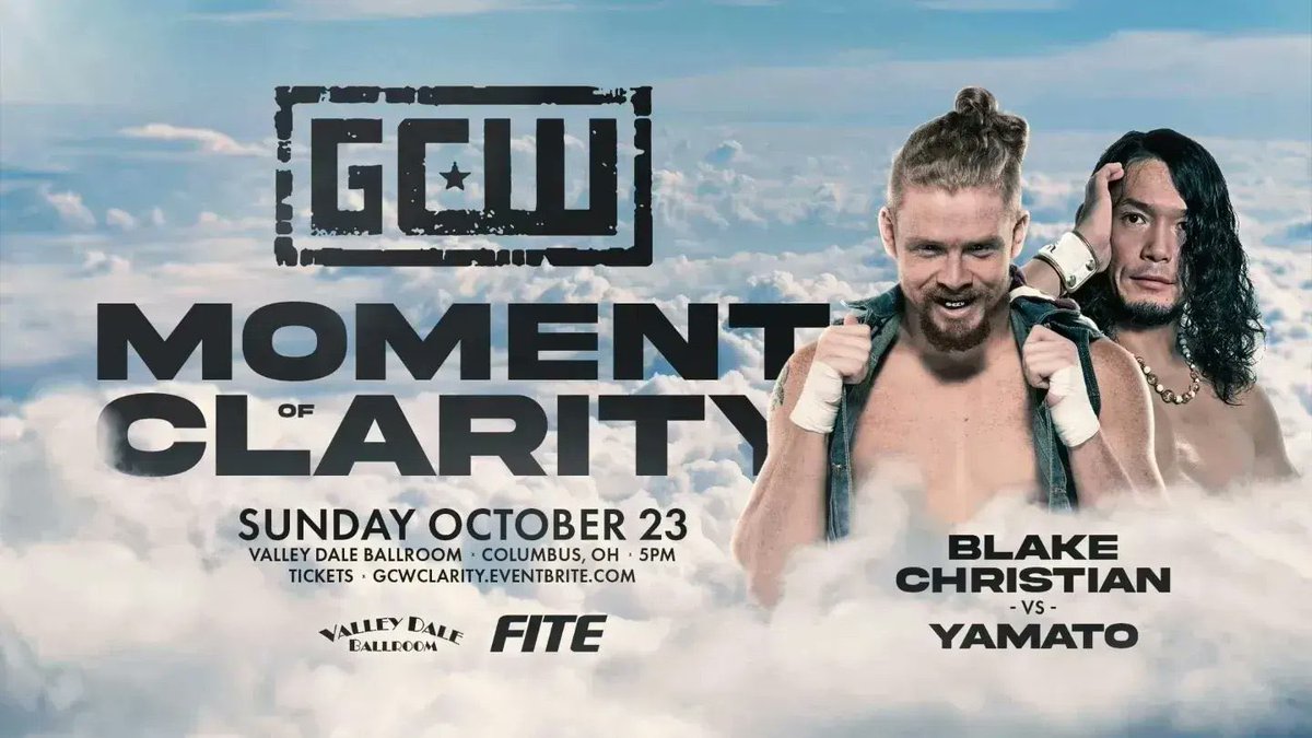 Triller_TV's tweet photo. 🚨🚨TODAY AT #GCWMOMENT in Columbus, OH🚨🚨
See today's event only at 5pm ET, or take advantage of the bargain bundle and also catch yesterday's #GCWDropDead.
LIVE on #FITE▶️ https://t.co/huudWMQDGm https://t.co/0sqQ9T4qps