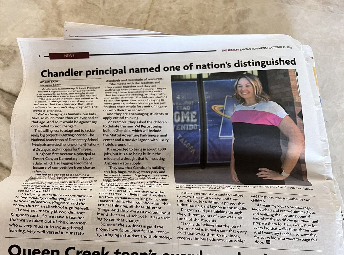 Thank you @SanTanNews for the wonderful article on #naespNDP2022 and the wonderful things @AndersenElemen1 is doing for kids @NAESP @Arizona_ASA @ChandlerUnified @singersollPR