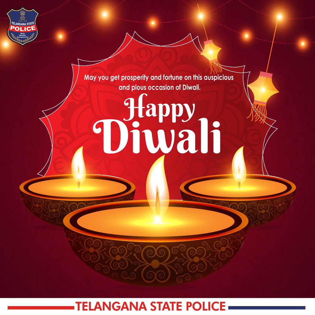 I wish the goodness of this festive season dwells within you and stays throughout the year. Happy Diwali! #Diwali #Diwali2022 #HappyDeepavali #TelanganaPolice