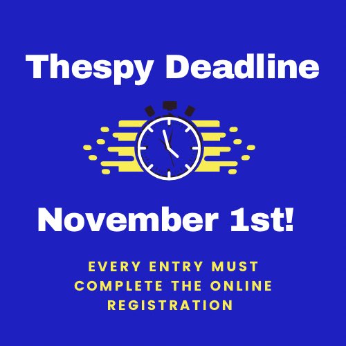 Are you bringing a Thespy to KTF? You MUST complete the registration by November 1st! tinyurl.com/mpks3c4u