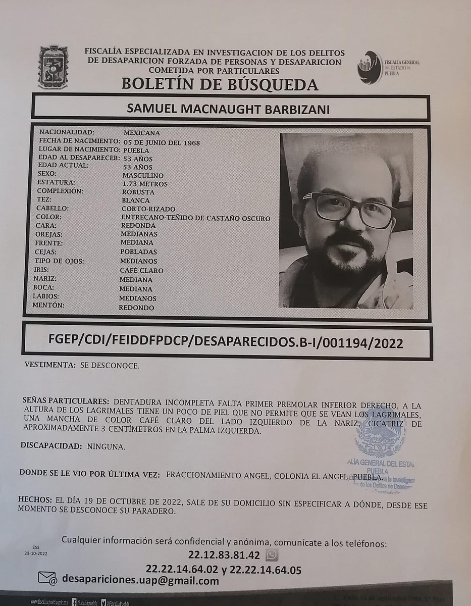 HeidyJM's tweet photo. Les suplico ayudarme con un RT para que esta ficha llegue a la mayor cantidad de personas posible y #SamuelMacnaught regrese pronto a casa. Gracias. https://t.co/lueZPysPSF