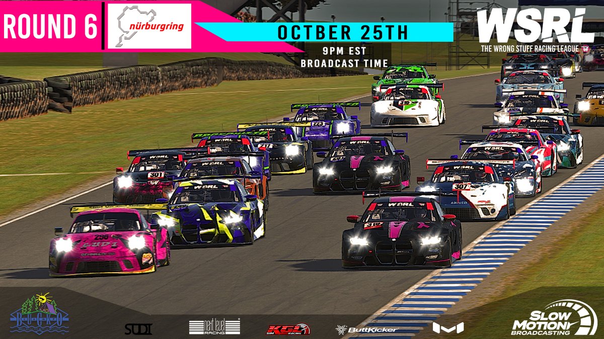 TheWrongStuff1's tweet photo. Round 6 of the WSRL this Tuesday night!
Going to be fun at the Nurb Grand Prix!
Broadcast - https://t.co/129jDRcMCB
#WSRL https://t.co/uLozn5BFNn