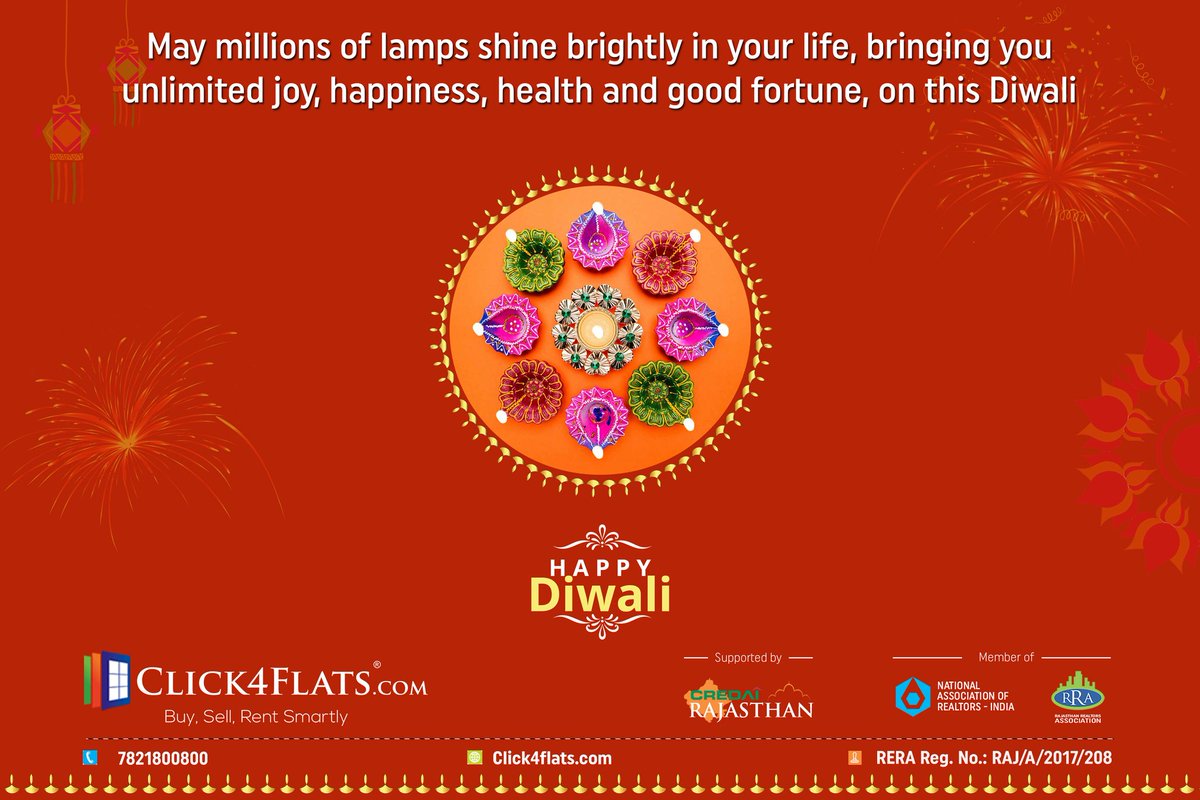 Click4Flats's tweet image. May millions of lamps shine brightly in your life, bringing you unlimited joy, happiness, health and good fortune, on this Diwali.

Team Click4flats.com wishes all a very Happy Diwali.

#Diwali #HappyDiwali #Diwali2022 #India #Click4flats
