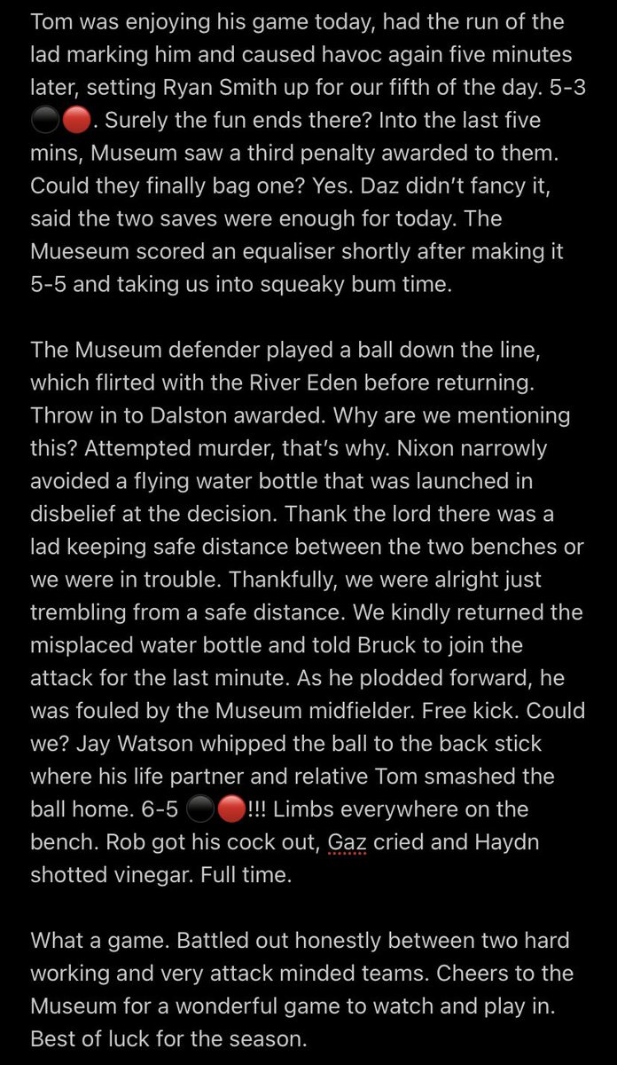 DalstonBR2000's tweet photo. Blockbuster summary from our lively game Vs league leaders The Museum today.

⚽️⚽️ @RhysGraham44
⚽️@BruckmanElliott, @jackhannah39, @Ryansmith_251, @TomG_97.

⭐️ Daz Marshall 

Cheers for a great game today, great end to end action.

#WeAreDalston https://t.co/s4TF3GSUrX