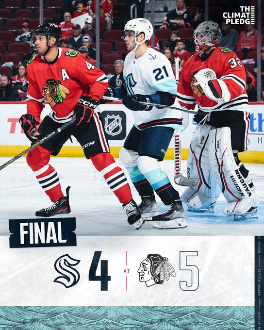 final score graphic with image of Alex wennberg near the chicago net score was 4-5, chicago