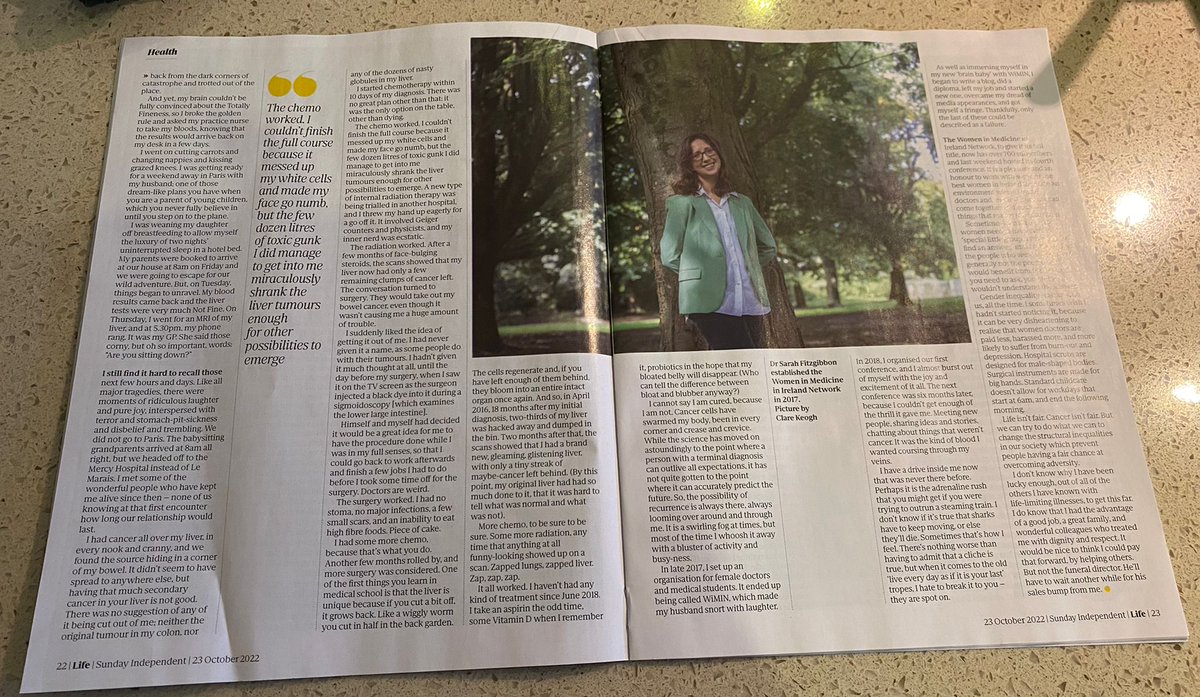 I'm not sure about the etiquette of this (I think I'm supposed to encourage folks to buy the actual paper rather than post pictures!) but here's me in <a href="/TheSundayIndo/">Sunday Independent</a> - made to look gorgeous by <a href="/claremkeogh/">Clare Keogh</a>, and warmly encouraged to tell my story by <a href="/Shellsie1/">Michelle Fleming</a> and <a href="/LeslieAnnHorgan/">Leslie Ann Horgan</a>