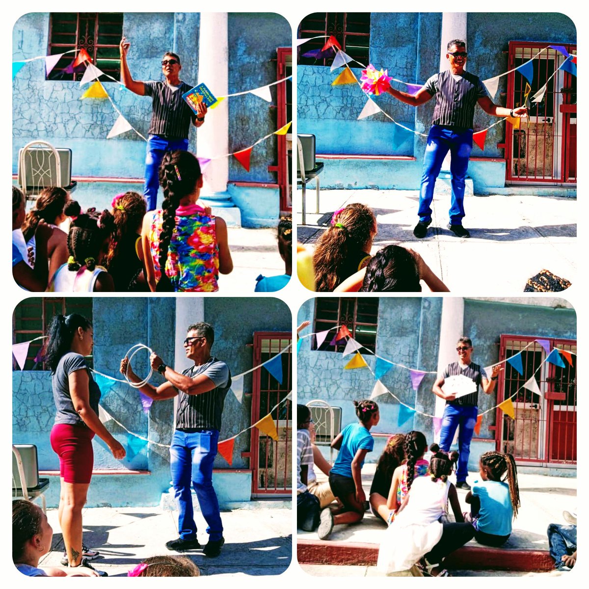 PlazaDmc's tweet photo. El mago Roberto, la bailarina Lis Lauren, Federico y Pipo, junto a la tropa Cascabelera, se presentaron este sábado en el barrio de La Timba en un espectáculo con dirección artística y general de Rigoberto Rufín
#DireccióndeCulturadePlaza
@CnccCreacion
@CubaEsCultura https://t.co/DQRADWqDVr