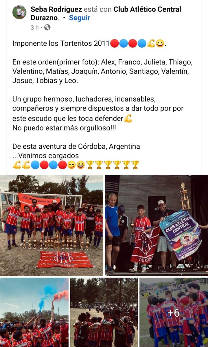 Este finde los torteros estamos llenos de felicidad.

Aquí en Durazno se dió el debut oficial de las "torteritas", primer partido del femenino infantil!
Y en Córdoba Arg, la 2011 tuvo una destacada participación con alegría, fraternidad y triunfos!

#VamosCentral!
