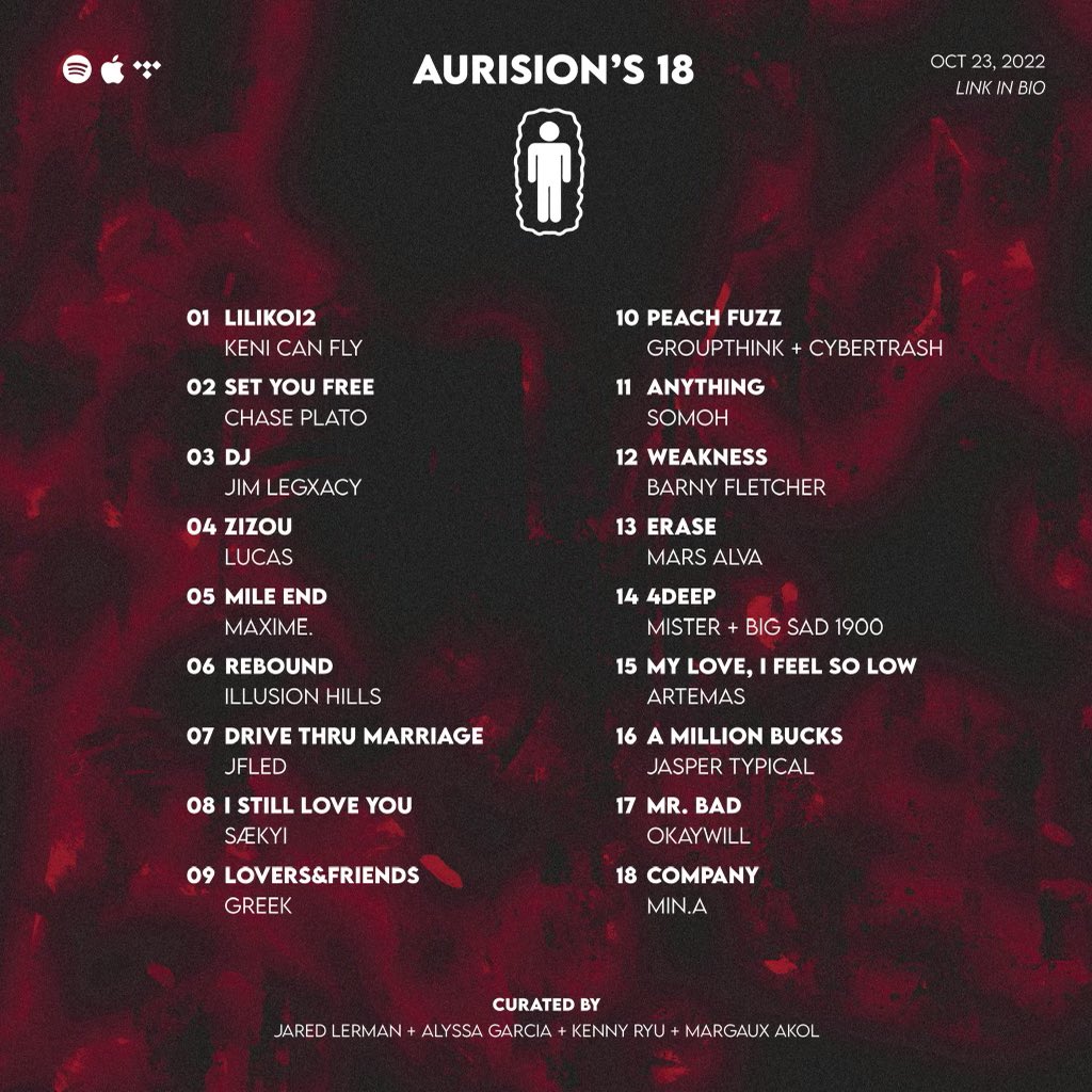 Aurisi0n's tweet photo. Our 57th installment of "Aurision's 18" is now live &amp; updated! This week we bring you another 18 of our favorite new songs that we felt you needed to hear!
•
Hit the link in our bio to listen to this weeks lineup + follow to stay updated each week! https://t.co/OFzQOEivlU