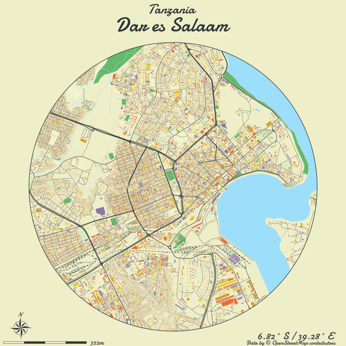 725Hemeed's tweet photo. Minimalistic Map of Dar-es-salaam 🇹🇿 created with {rcityview} from @rcityviews .....#rcityviews #R #Rspatial #Rstats https://t.co/rOLknHe2Zy