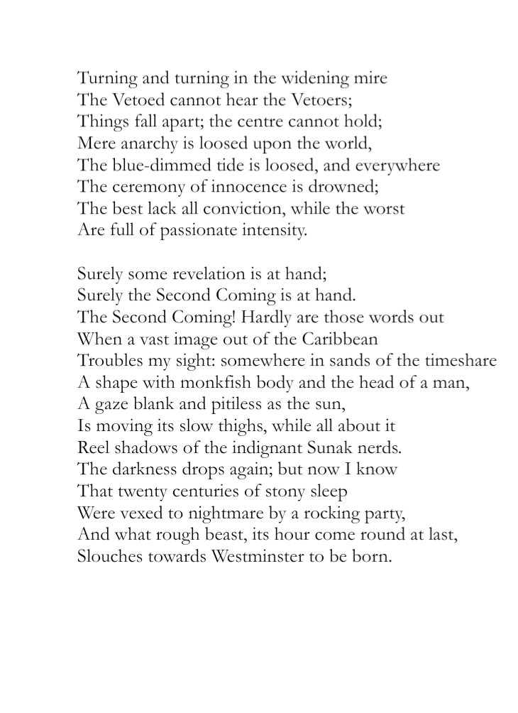 The Second Coming.

By W.B. Yeats's Wine Lodge.