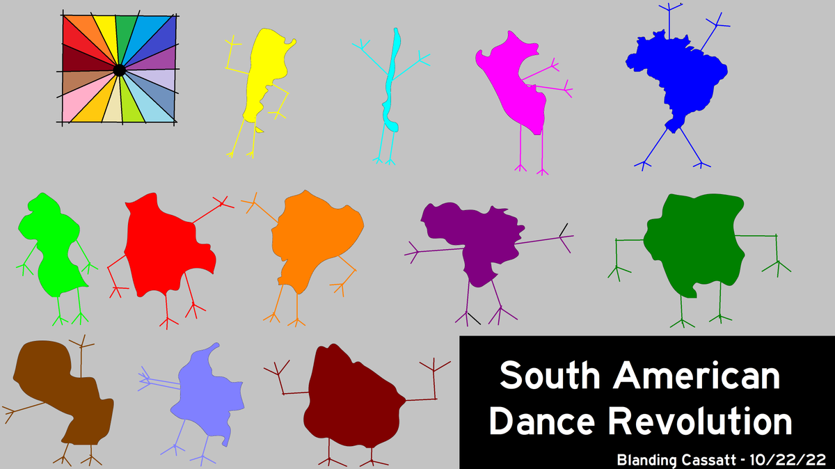 BlandingCassatt's tweet photo. A South American Dance Revolution featuring #Argentina #Chile #Peru #Brazil #Guyana #Bolivia #Ecuador #Venezuela #Suriname #Paraguay #Colombia #Uruguay.
๐ฆ๐ท๐ง๐ด๐ง๐ท๐จ๐ฑ๐จ๐ด๐ช๐จ๐ฌ๐พ๐ต๐พ๐ต๐ช๐ธ๐ท๐บ๐พ๐ป๐ช
#CountryShapeToons #BlandingCassatt #Sintopia #Art #Artwork https://t.co/pogDGZyotO