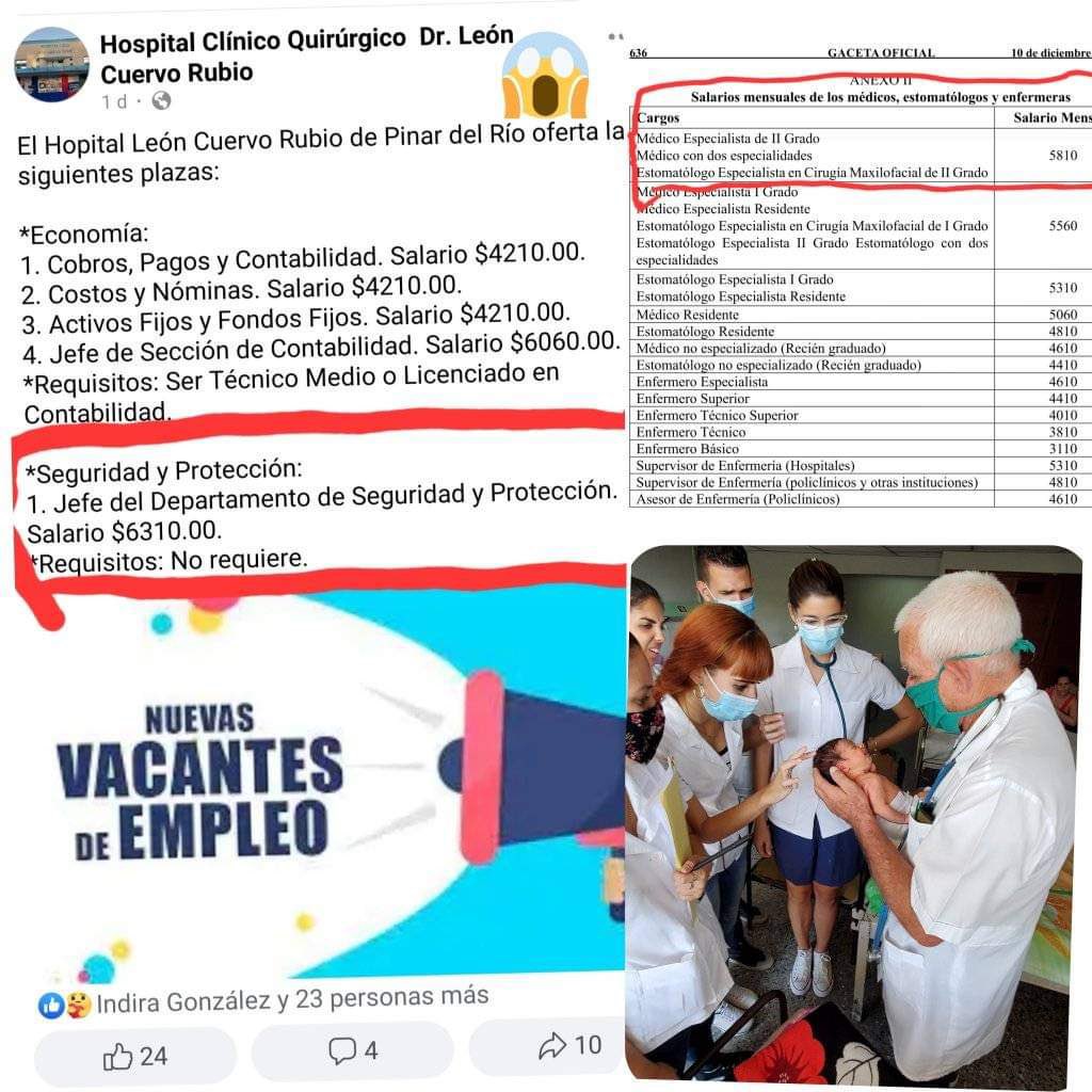 MarioJPenton's tweet photo. #SoloEnCuba los custodios (los jefes) ganan más que los médicos… ¡Qué desastre! https://t.co/D6iPVGw9FF