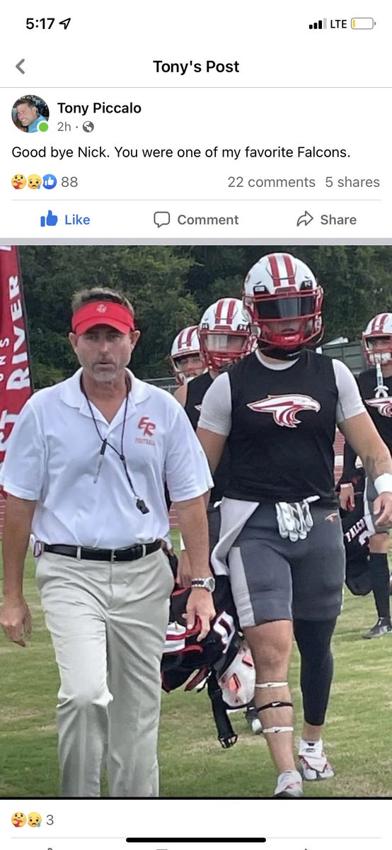 EAST RIVER HIGH coach Tony Piccalo bids goodbye to his star quarterback Nick Miner, who died in a car accident on Saturday night. Miner was a 3-year starter with 3,100 total yards, 33 TDs. @SBLiveFL @TheRiverFB @VSNOrlando @VSNflorida @CenFLAPreps @osvarsity @ERFalconsFB