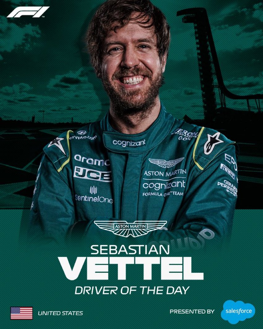victorlanderos's tweet photo. #AustinGP #DriveoftheDay 🏁🏎️
En su gira de despedida #SebastianVettel se hace acreedor al premio de piloto del día
El alemán 🇩🇪 es una leyenda de este deporte #F1 https://t.co/pDAt6Pgz8I