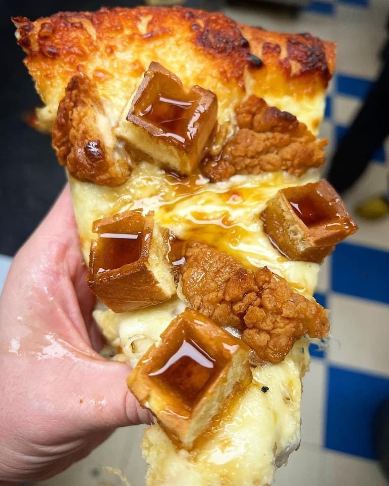 chicken and waffle pizza