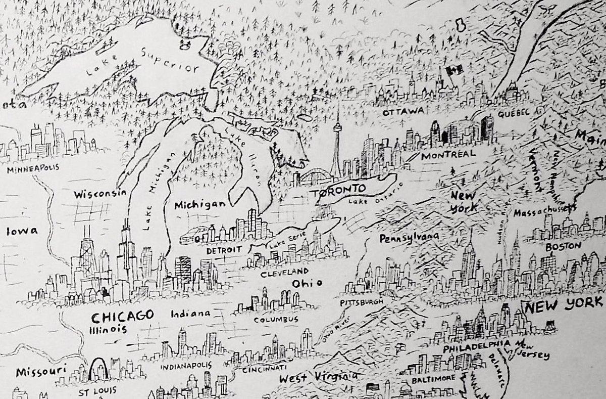 AntonThomasMaps's tweet photo. This month is the 10-yr anniversary of a certain fridge map. I was 22, a cook/busker, living in Montréal while backpacking the continent. I chose to express my awe for N.American geography via a fridge✍️ I never would’ve guessed this fridge would alter the direction of my life… https://t.co/TKm86ou1He