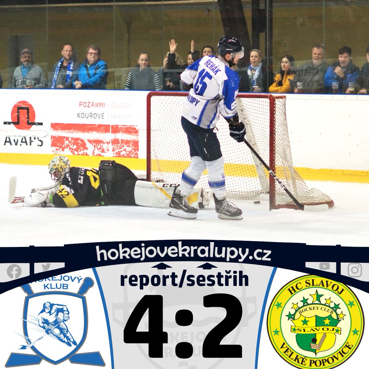 hokejovekralupy's tweet photo. 7 zápasů, 7 výher 💪 Kralupská vítězná vlna nepolevuje a v sobotu smetla i jednoho z ligových favoritů Velké Popovice 🔥 Vítěznou branku vstřelil z trestného střílení @OtaRehak 👏
Podrobnosti k utkání v reportu 👉 https://t.co/qnurhPETev
#spolecnezakralupy #cestazadruhouligou https://t.co/i5wirUxMn5