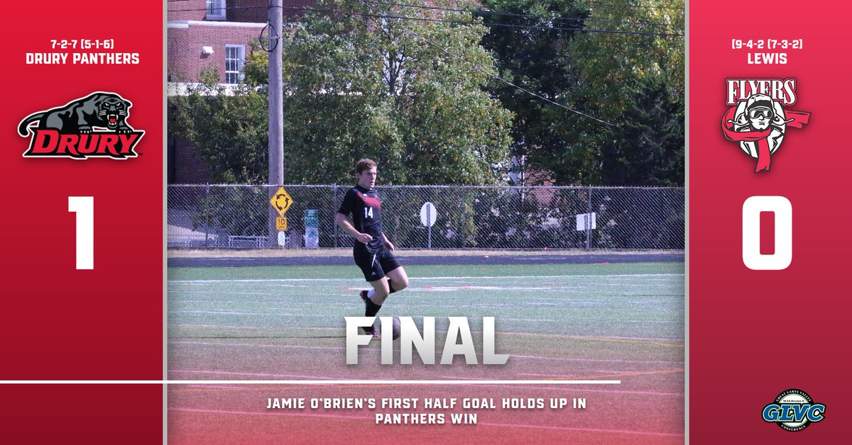 drurypanthers's tweet photo. MSOC- FINAL
@DUMensSoccer defeats Lewis on a first half goal from Jamie O'Brien. DU goes to 7-3-7 and 5-1-6 in the GLVC https://t.co/IG0umZ8NW2